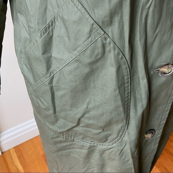 Portrait Fully Lined Winter Rain Coat. Olive Green With Flannel Interior. - Picture 6 of 7